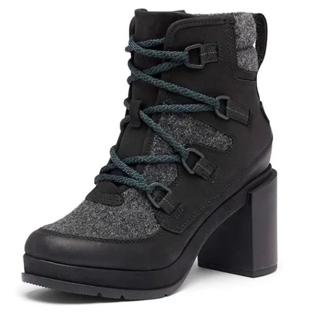 NIB SOREL Perfect Pairs Blake Waterproof Bootie Black Leather, blue/black laces - Picture 3 of 8